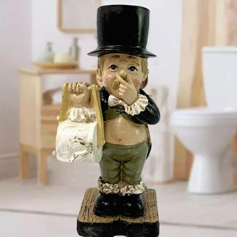 Funny Pinching Nose Tissue Paper Holder, Toilet Butler Statue - Funny Resin Boy Pinching Nose, Papers Holder Figurine for Bathroom, Kitchen, Wall Mount (Statue) - Image 5